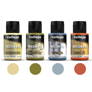 Набор тонирующей жидкости Vallejo "Model Wash" 4 штуки (507, 512, 522, 524) по 35мл