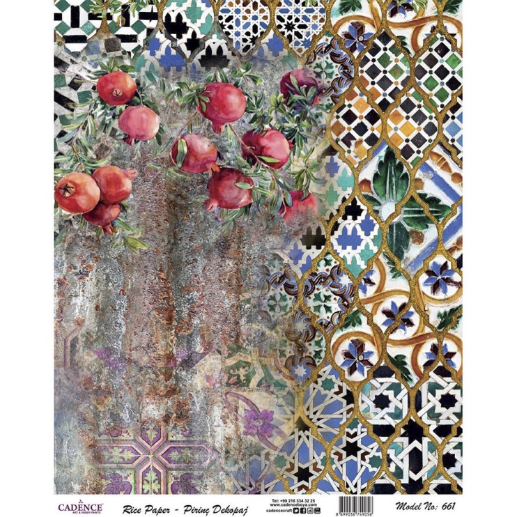 Рисовая карта "Rice paper" 30х42см, RDP661 мелкие гранаты