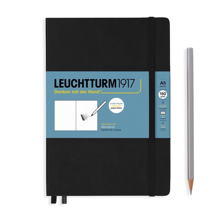 Скетчбук Leuchtturm1917 "Medium" A5, 56л,150гр/м²,твердая обложка,Черный (362362)