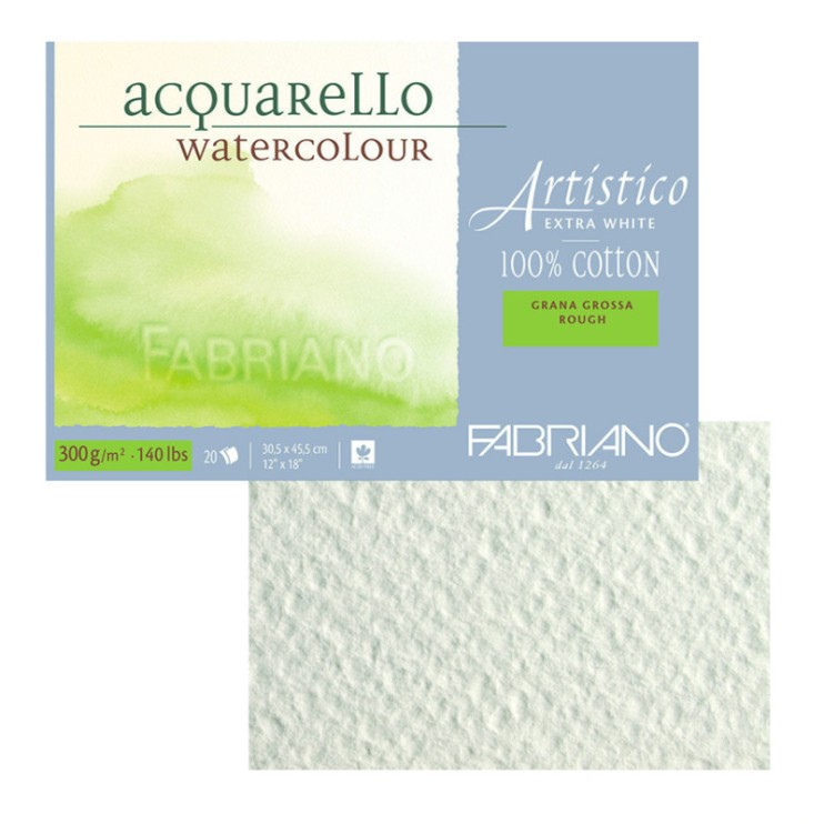 Склейка для акварели Fabriano "Artistico Extra White" 30,5x45,5см, 20л, 300гр/м² (rough) (00323045)