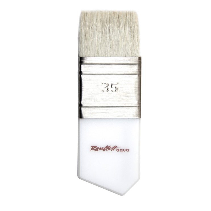 Флейц коза белая "Aqua Wide flat" №35 короткая ручка из оргстекла