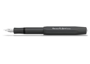 Ручка перьевая Kaweco "Al Sport" F (0,7мм), Black + сменные картриджи (10000097)