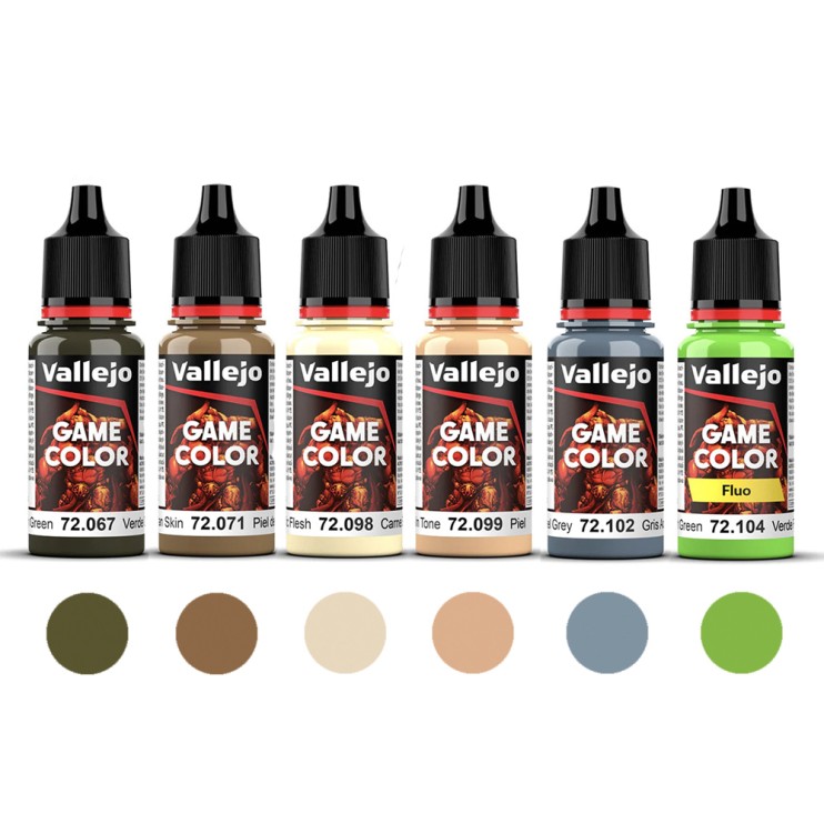 Набор красок для моделизма Vallejo "Game Color" 6 штук (№067, 071, 098, 099, 102, 104) по 18мл