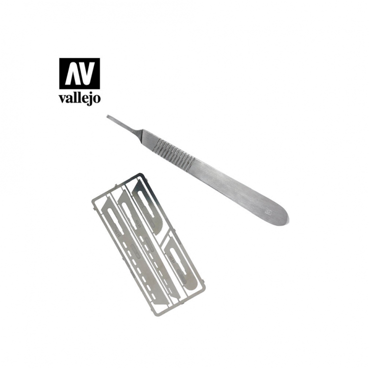 Набор режущих инструментов "Vallejo" 06.001 скальпель + 4 насадкипилы