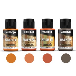 Набор тонирующей жидкости Vallejo "Model Wash" 4 штуки (505, 506, 507, 521) по 35мл