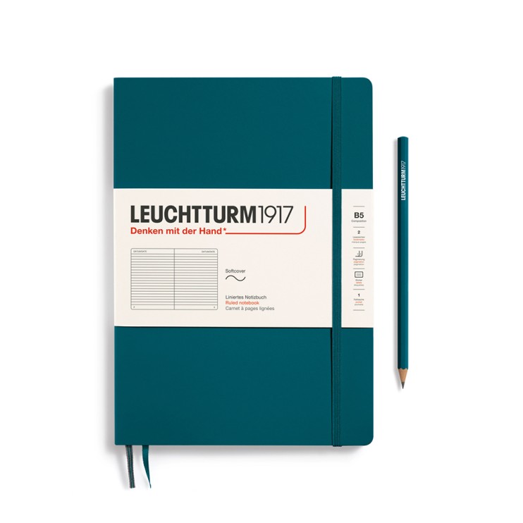 Блокнот в линейку Leuchtturm1917 "Composition" B5, 61л, 80гр/м², мягкая обложка,Зеленый Океан (359677)