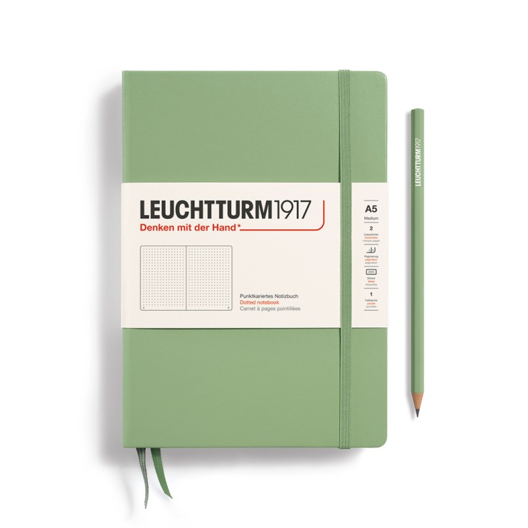 Блокнот в точку Leuchtturm1917 "Medium" A5, 125л, 80гр/м², твердая обложка Зеленый Шалфей (361584)