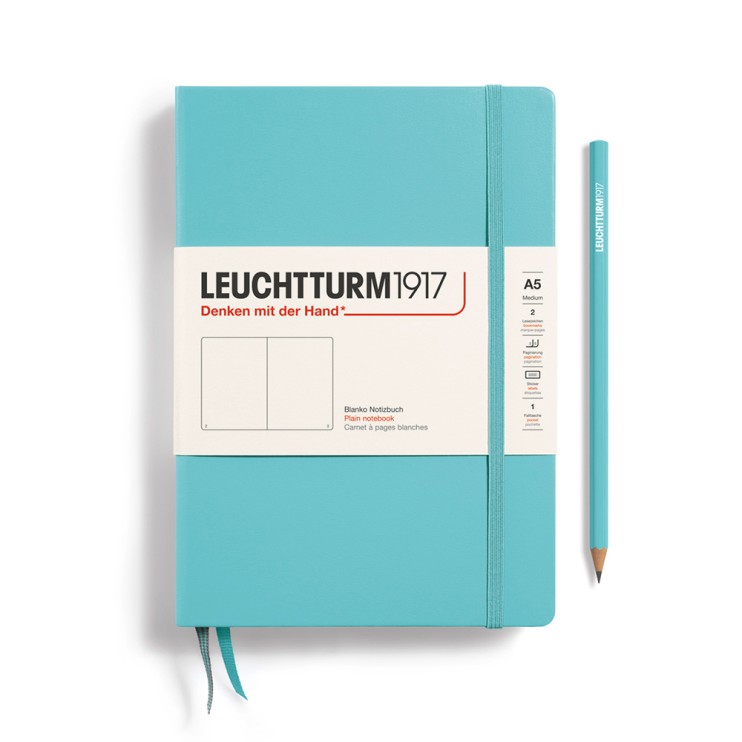 Блокнот без линовки Leuchtturm1917 "Medium" A5, 125л, 80гр/м², твердая обложка, Аквамарин (363390)