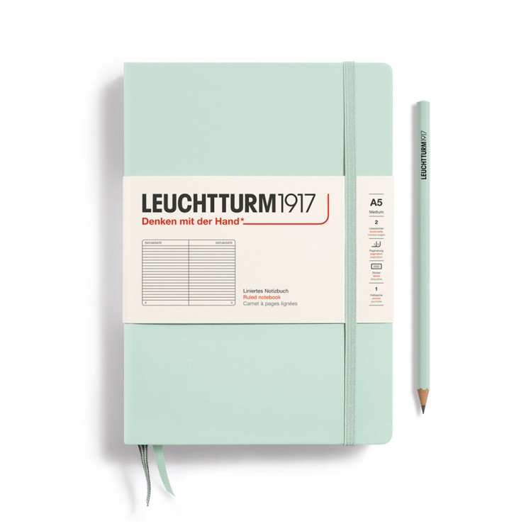Блокнот в линейку Leuchtturm1917 "Natural Colors" A5, 126л, 80гр/м², твердая обложка, Мятный