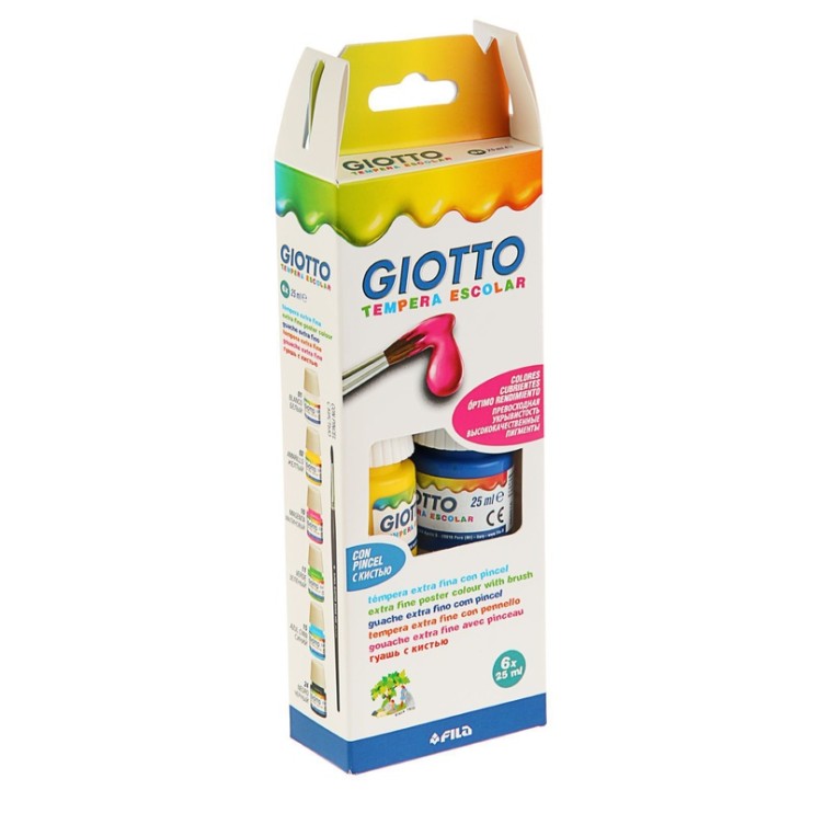 Гуашь "GIOTTO PAINT POT" 6цв*25мл+кисть