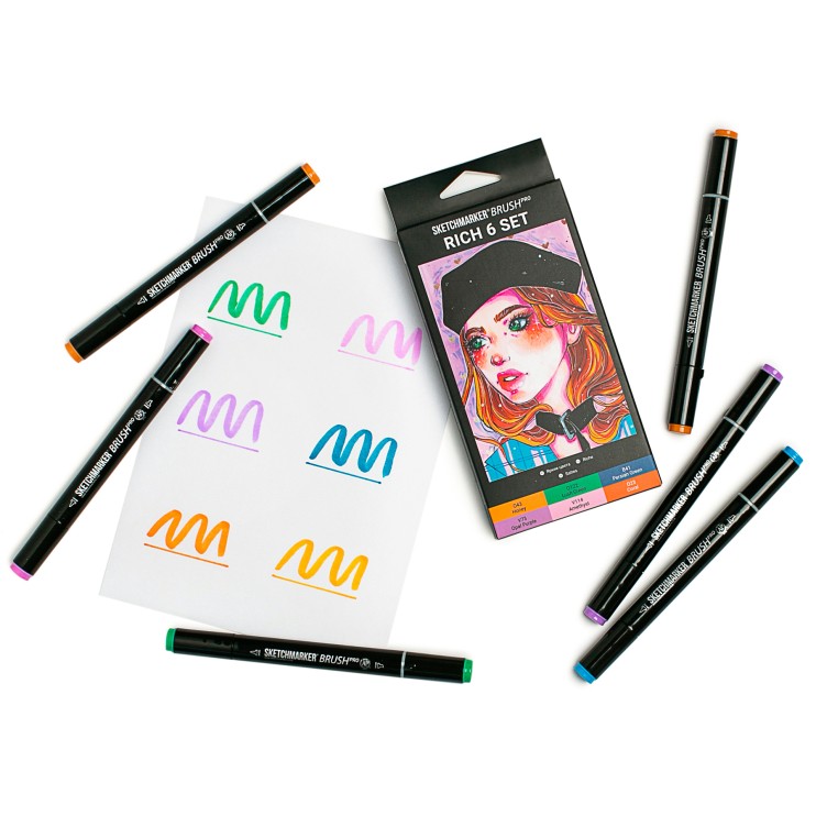 Набор маркеров Sketchmarker Brush "Rich" 6 цветов