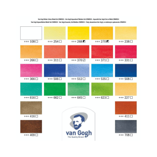 Набор акварельных красок "Van Gogh" 24 кюветы в металлическом пенале