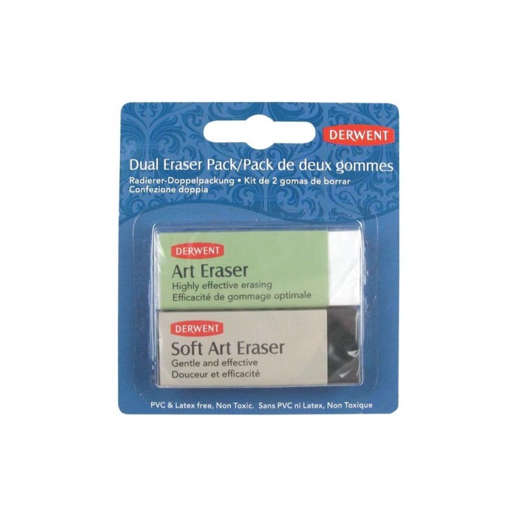 Набор каучуковых ластиков для всех типов карандашей "Derwent" 2шт в блистере (2301963)