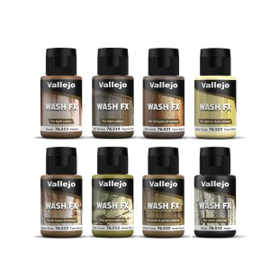 Набор тонирующей жидкости Vallejo "Model Wash" 8 штук по 35мл