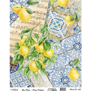 Рисовая карта для декупажа Cadence "Rice paper" 30х42см, RDP663 крупные лимоны