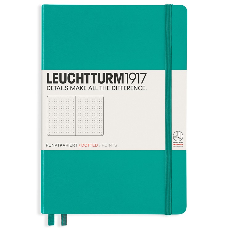 Блокнот в точку Leuchtturm1917 "Medium" A5, 125л, 80гр/м², твердая обложка,Изумрудный (344792)