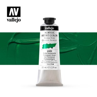 Акрил Vallejo "Artist color" #409 Permanent Green/ Зеленый прочный (60мл)