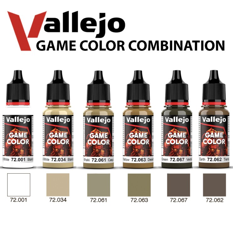 Набор красок для моделизма Vallejo "Game Color" 6 штук (№001, 034, 061, 063, 067, 062) по 18мл