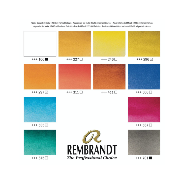 Набор акварельных красок Rembrandt "Portrait Colour" 12 туб по 10мл в металлическом пенале