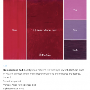 Масляная краска "Gamblin 1980" Quinacridone Red (квинакридон красный), туба 150мл. 