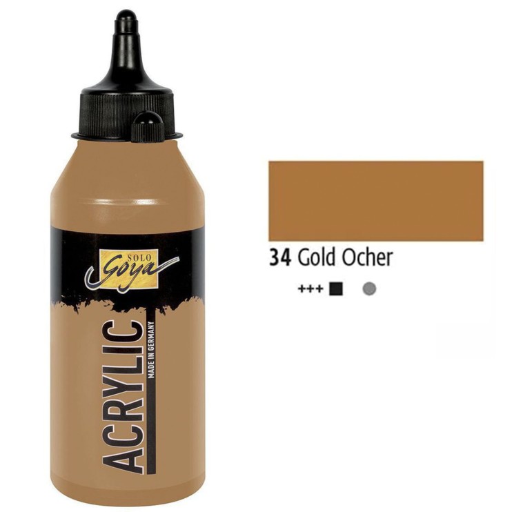 Краска акриловая Solo Goya "Acryl" №34 Охра золотистая, 250мл