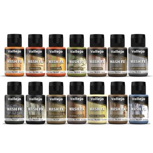 Набор тонирующей жидкости Vallejo "Model Wash" 14 штуки по 35мл