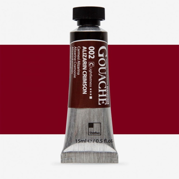 Гуашь Shinhan "Designers GOUACHE" №002(C) Alizarin crimson (Красный ализариновый), туба 15мл