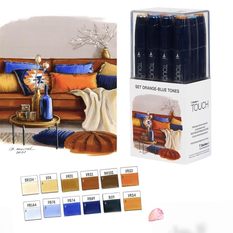 Набор маркеров Touch Twin "Оранжево-синие тона" 12 штук