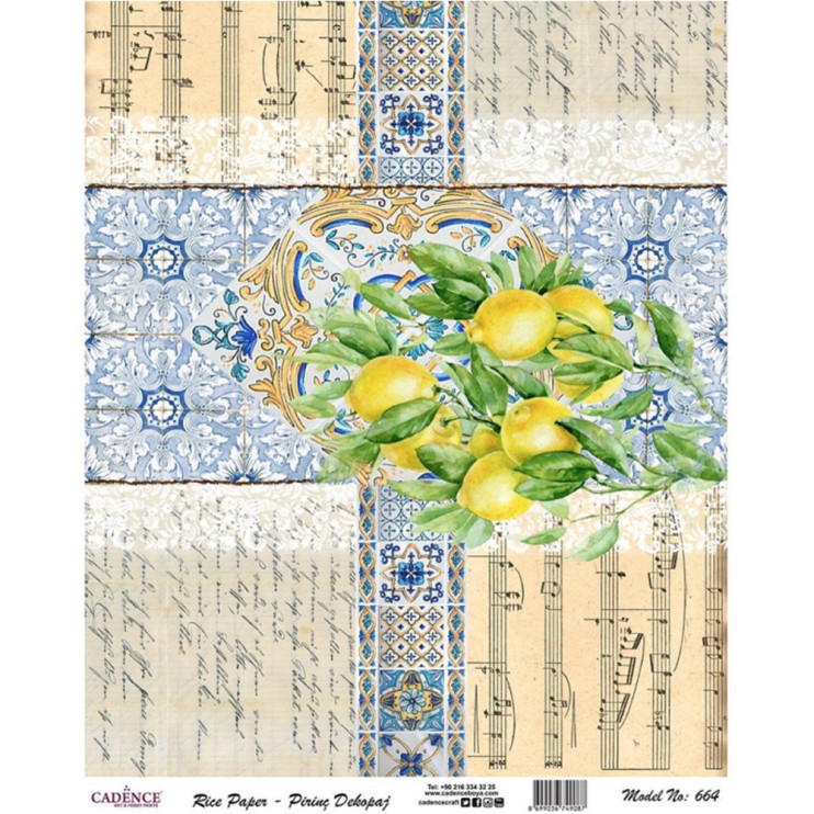 Рисовая карта "Rice paper" 30х42см, RDP664 плитка лимоны ноты