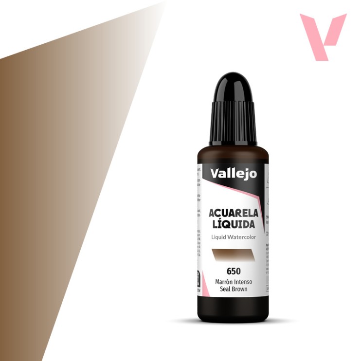 Жидкая акварель Vallejo "Acuarela Liquida" 650 Seal Brown, 32 мл