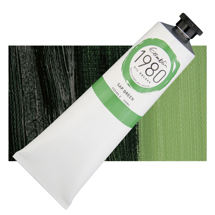 Масляная краска "Gamblin 1980" Sap Green (соковая зелень), туба 150мл.