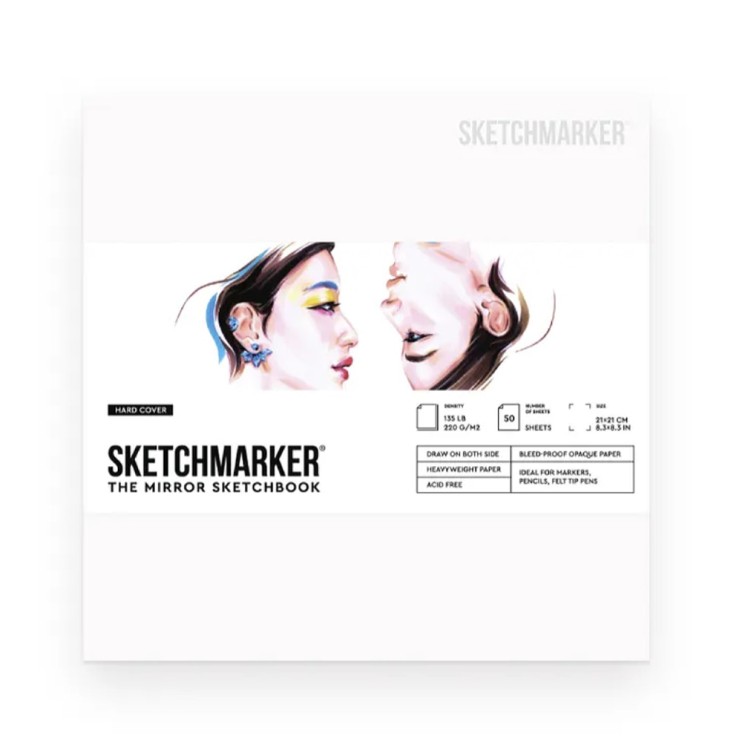 Скетчбук Sketchmarker "The Mirror" 21х21см, 50л, 220г/м2, твердая обложка, Белая