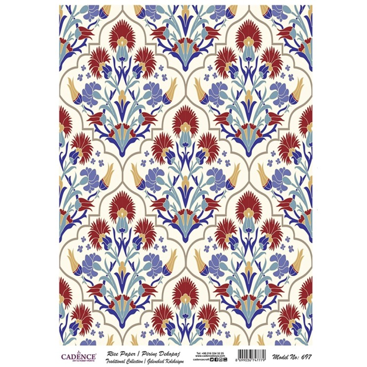 Рисовая карта "Rice paper" 30х42см, RDP697 орнамент цветы крупный