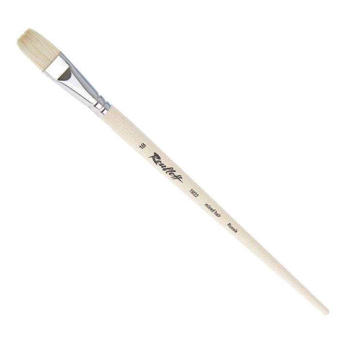 Кисть синтетика +щетина плоская "1М22" №18 на длинной ручке