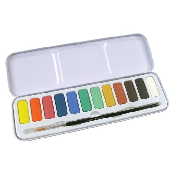 Набор акварельных красок Derwent "Academy" 12 кювет в металлическом пенале (2301955)