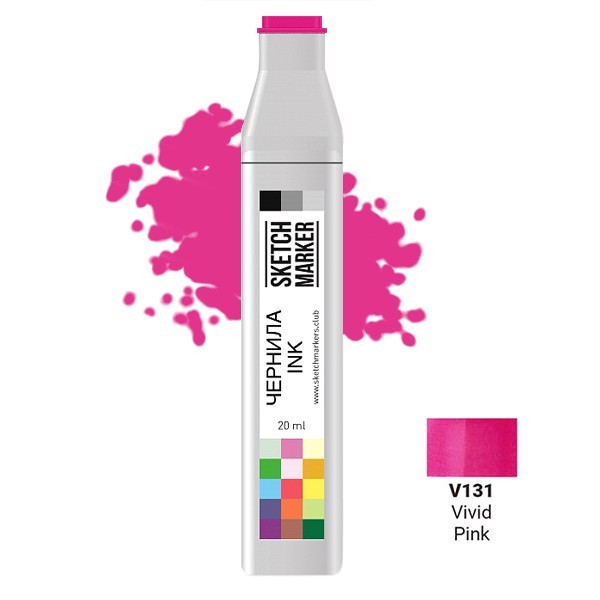 Чернила спиртовые Sketchmarker V131 Яркий розовый, 20 мл
