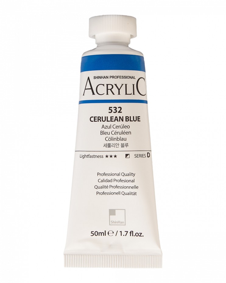 Краска акриловая ShinHan "Professional" №532 Лазурно-синий церулеум, туба 50мл 