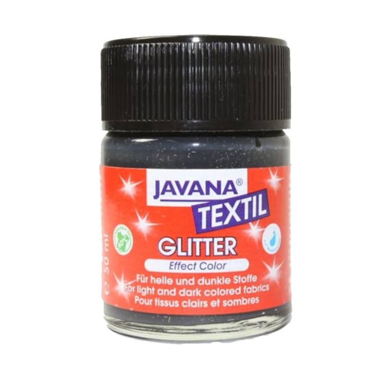Краска текстильная Kreul "Javana Textil" 50 мл, черная с глиттером