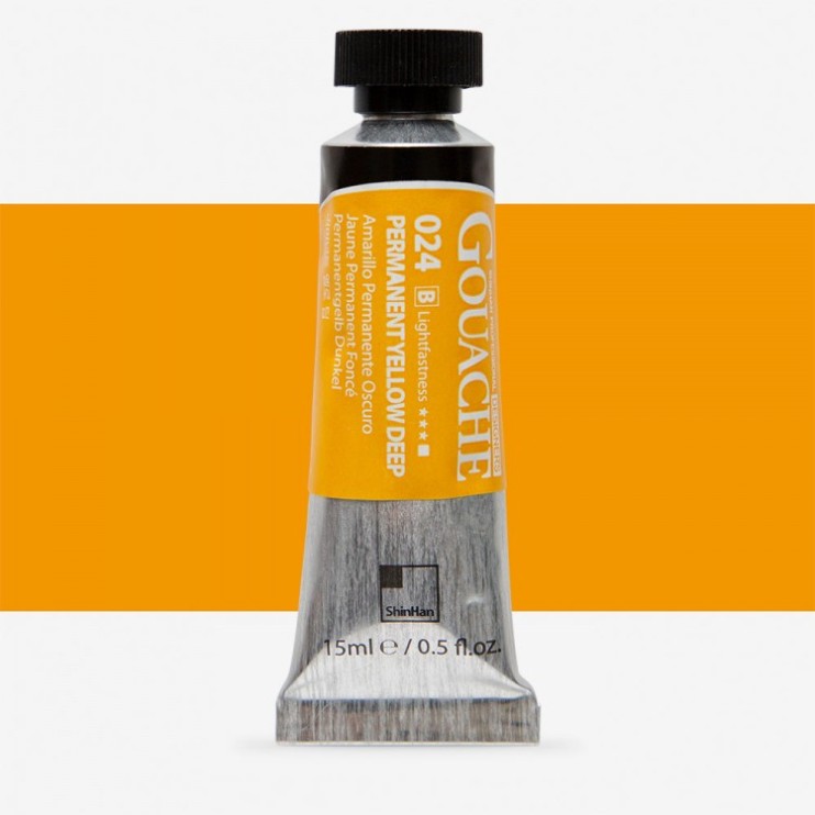 Гуашь Shinhan "Designers GOUACHE" №024(B) Permanent yellow deep (Желтый насыщенный устойчивый), туба 15мл