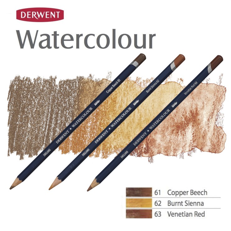 Комплект карандашей акварельных Derwent "Watercolour" Коричневые оттенки (№61, 62, 63)
