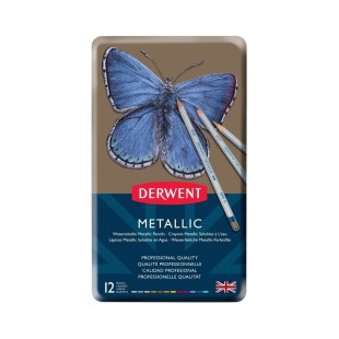 Набор цветных карандашей Derwent "Metallic" 12 штук в металлическом пенале (2305599)