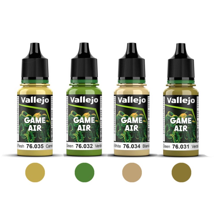 Набор красок для аэрографии Vallejo "Game Air" 4 штуки (№031, 032, 034, 035) по 18мл