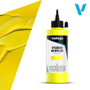 Акрил Vallejo "Studio" 1 Cadmium Lemon Yellow (Кадмий лимонный), 200мл