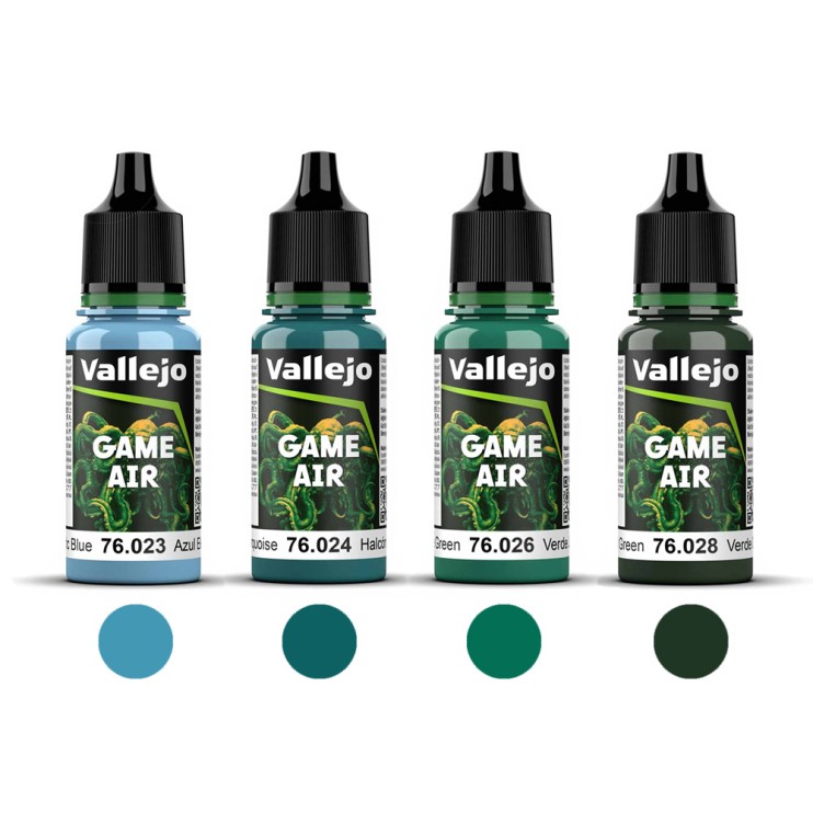Набор красок для аэрографии Vallejo "Game Air" 4 штуки (№023, 024, 026, 028) по 18мл