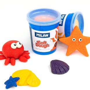 Набор мягкого пластилина Milan "Glitter" 5 цветов х 142г, в баночках