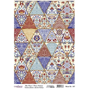 Рисовая карта для декупажа Cadence "Rice paper" 30х42см, RDP707 плитка треугольники