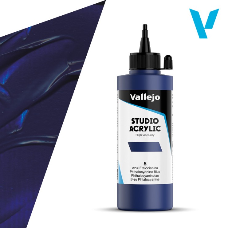 Акрил Vallejo "Studio" 5 Phthalo Blue (Голубая ФЦ), 200мл