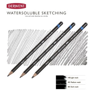 Комплект акваграфитных карандашей Derwent "Sketching" 3 штуки (HB, 4B, 8B)