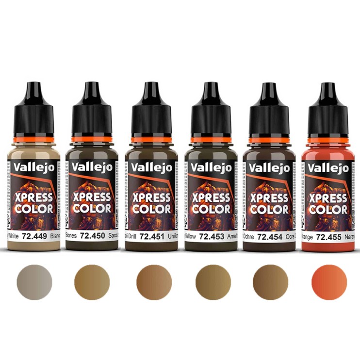 Краска для моделизма Vallejo "Game Color XPress" 6 штук (№449, 450, 451, 453, 454, 455) по 18мл