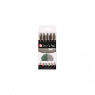 Набор капиллярных ручек "Pigma Micron" 6 штук размера 01 (черный, фиолетовый, коричневый, зеленый, синий, красный)